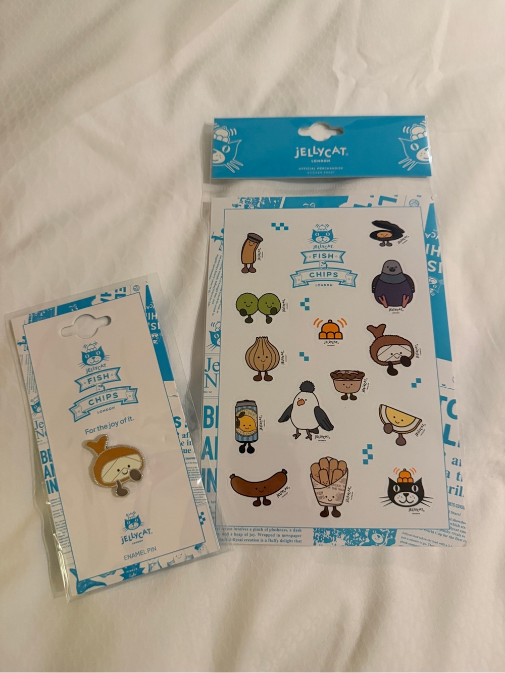Jellycat Fish & Chips - Fish Pin and Sticker Sheet